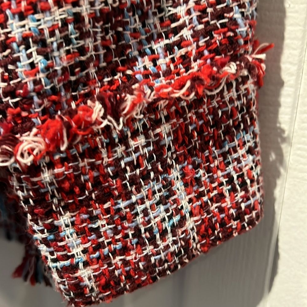 C&A Red Multicoloured Tweed European‎ Jacket Shacket Size EU 36 US M/L - Picture 7 of 16